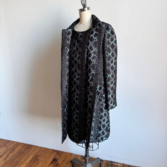 DIANE VON FURSTENBERG Bold Print Black 2 Piece Set - Sheath Dress & Jacket - Picture 9 of 15